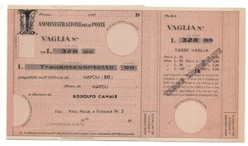 Modul Vaglia Lire 2 auf Cent. 10 N. V 50 - vorgeprüft