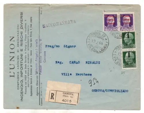 Fascetti Cent. 50 auf Einschreiben aus Genua