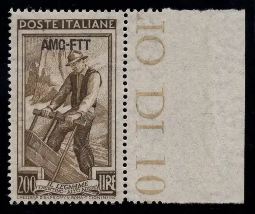 Trieste A - Lavoro Lire 200 n. 107A modifizierter Aufdruck - MNH