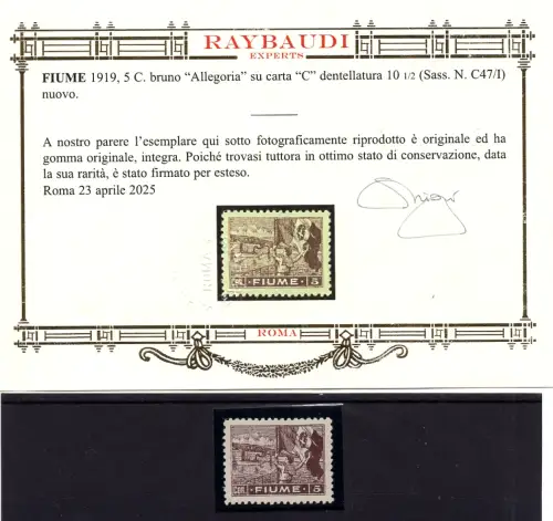 Fluss - Allegorie 5 c. braune Zahnung 10,1/2 Nr. C47/I - postfrisch