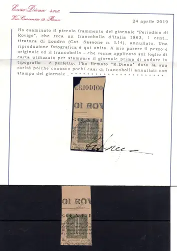 Vittorio Emanuele II DLR Cent. 1 Fragmentdruckstempel