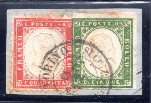 Cent. 40 Nr. 3 in Mischfrankatur mit Sardinien