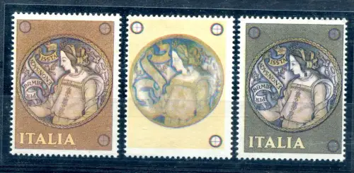 Allegorie - Drei Exemplare in verschiedenen Farben des Druckbelegs