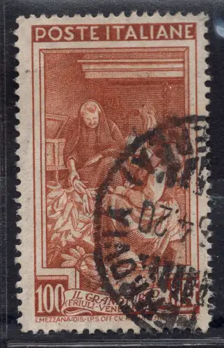 Lavoro Lire 100 Nr. 651 filigran DA gezähnt 14,1/4 x 13,1/4