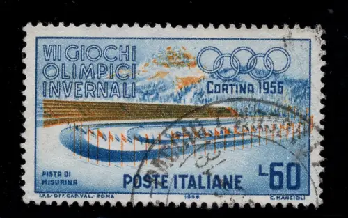 OLYMPISCHE SPIELE VORHANG 1956 60L. VERSCHIEBTER GELBDRUCK