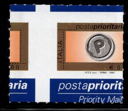2004 Priority Post Euro 0,60 ungestanzt Spurführung in beide Richtungen verschoben