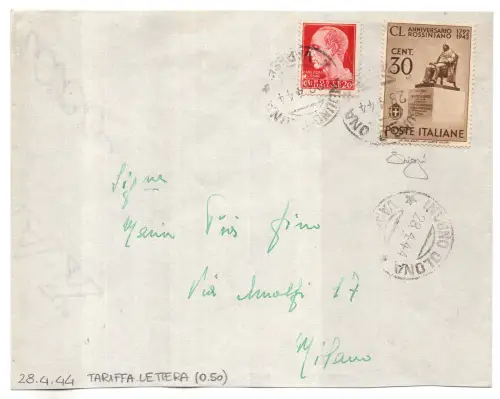 Rossini Cent. 30 auf RSI-Reiseumschlag