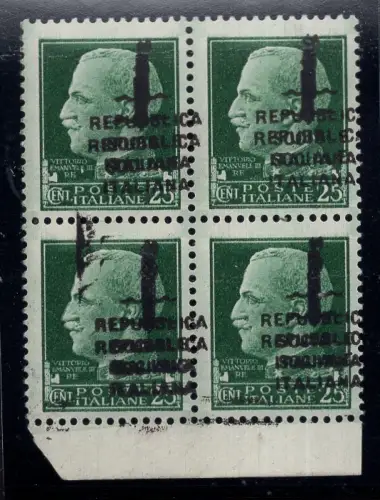 Torino Fascetti Cent. 25 doppelter horizontaler Pferdeaufdruck MNH