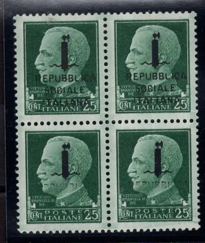 Centband. 25 n. 491ma, flüchtiger Aufdruck mit Normal - MNH