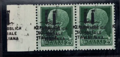 Torino Fascetto Cent. 25 Nr. 491 Paar Doppelaufdruck MNH