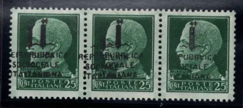 Torino Fascetto Cent. 25 Nr. 491 Dreierstreifen unveröffentlicht