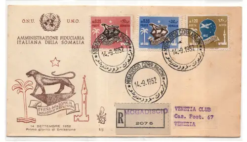 Somalia Afis - 1. Messe auf FDC Venetia Einschreiben