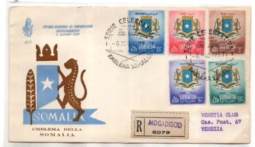 Somalia Afis - Emblem Somalia FDC Venetia Umschlag mit Doppeldruck