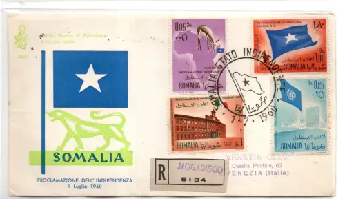 Unabhängiges Somalia - Unabhängigkeit Flagge FDC Venetia Club Nr. 23