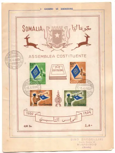 Somalia Afis - Verfassungsgebende Versammlung Bogen Nr. 2 auf FDC