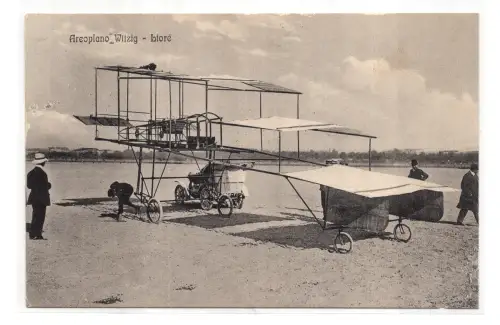 Flugzeug Witzin - Lioré Postkarte Flugzeug im Vordergrund