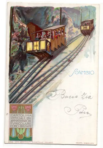 Standseilbahn Como - Brunate Austausch offizielle Postkarte