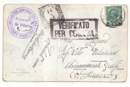 Florio Rubattino - Dampfer König Vittorio - Zensur