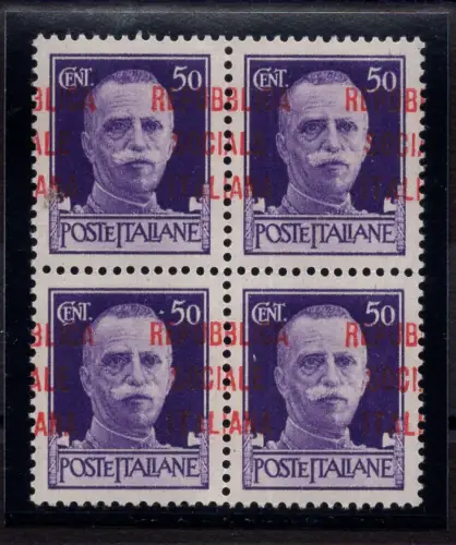 Fascetti Cent. 50 n. 493pmh Quartina Sopr. Spostata (Turin) - MNH