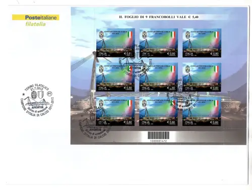 Juventus Italienischer Meister 2012 - Fußball Offizieller Stornierungsschein