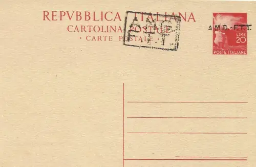 Triest A - C.P. Lire 20 Democratica Nr. C 5A (sopr. A+B) - Neu