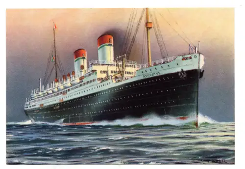 Schiff Augustus - Postkarte - Annullierung Regia Schiff Dalmatien