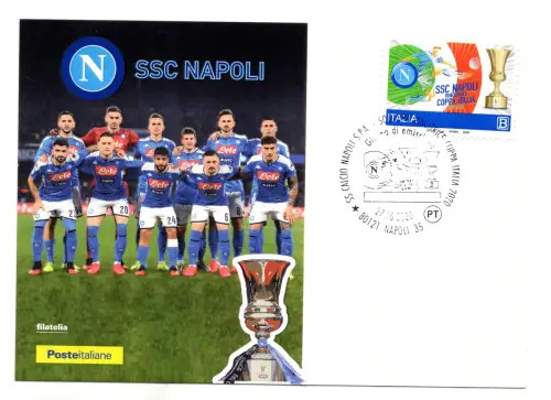 SSC Neapel Sieger Coppa Italia 2020 Fußball Offizielle Postkarte