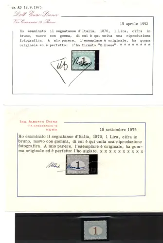 1870 Steuermarken 1 Lira braune Ziffer Nr. 11 - MLH
