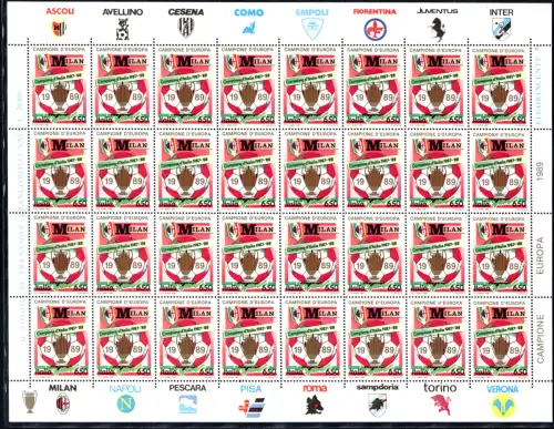 Milan Europameister 1989 Bogen Pokalgold nummeriert - MNH