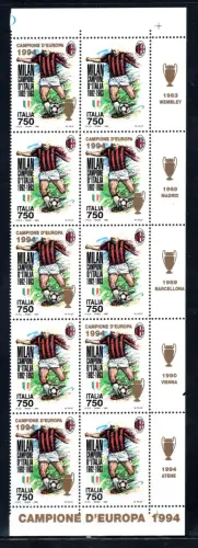 Milan Europameister 1990 Wien Block Aufdruck Gold - MNH