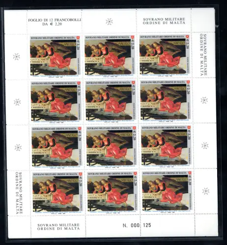 S.M.O.M. Weihnachten 2009 Serie im Kleinbogen von 12 - MNH
