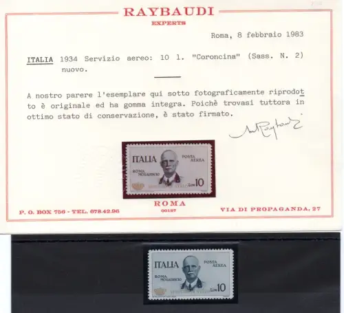 Staatsdienst Nr. 2 Krone Ray Zertifikat. - MNH