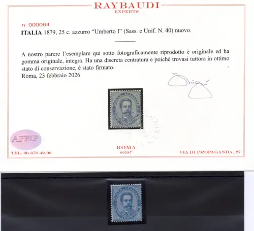 Umberto I. Cent. 25 hellblau Nr. 40 - postfrisch