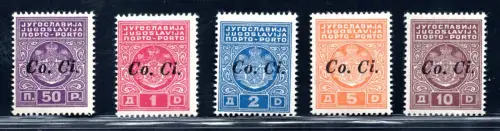 1941 Ljubljana - Aufdruckmarken 'Co.Ci.' n. 1/5 MNH