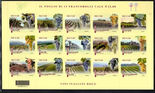 2014 - Italienische Trauben und Weine DOCG - Bogen Nr. 94 von 15 Exemplaren