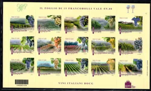 2012 - Italienische Trauben und Weine DOCG - Bogen Nr. 85 von 15 Exemplaren