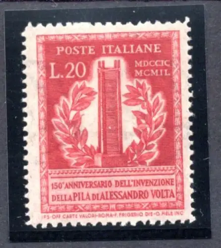 Volta Lire 20 n. 611/I Dent. 13,1/4 x 14 - MNH