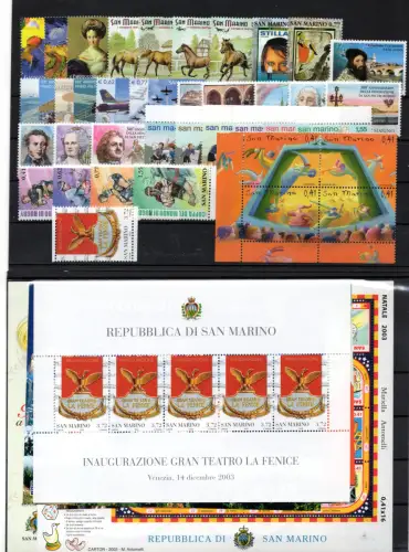 2003 San Marino kompletter Jahrgang mit Zetteln und La Fenice - postfrisch