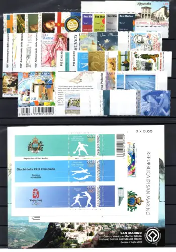 2008 San Marino kompletter Jahrgang mit Zetteln - postfrisch