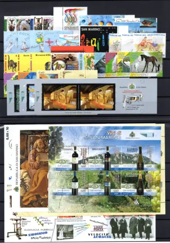 2009 San Marino kompletter Jahrgang mit Zetteln - postfrisch