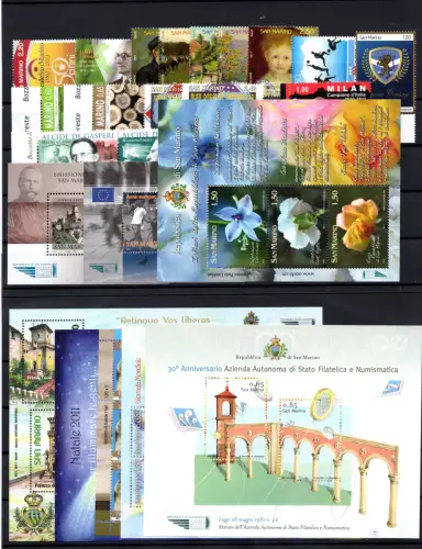 2011 San Marino kompletter Jahrgang mit Zetteln - postfrisch
