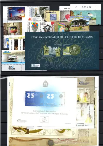 2013 San Marino kompletter Jahrgang mit Zetteln - postfrisch