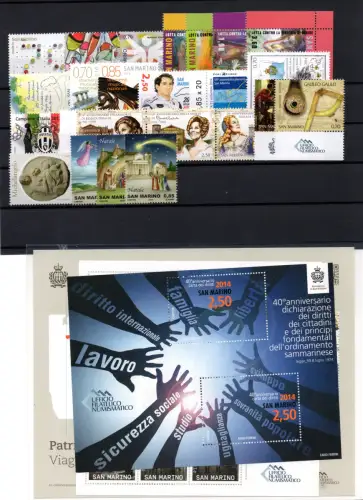 2014 San Marino kompletter Jahrgang mit Zetteln - postfrisch