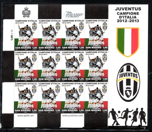 2013 Juventus Campione d'Italia - Kleinbogen mit 12 Exemplaren - postfrisch