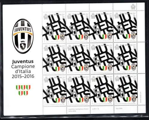 2016 Juventus Campione d'Italia - Kleinbogen mit 12 Exemplaren - postfrisch