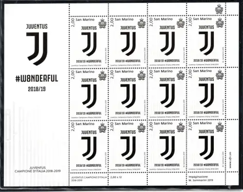 2019 Juventus Campione d'Italia - Kleinbogen mit 12 Exemplaren postfrisch