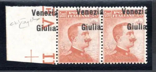 Venezia Giulia Michetti Cent. 20 verschobene Aufdrucke - MNH