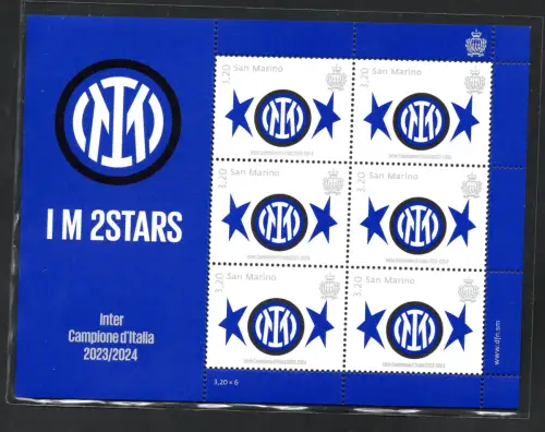 2024 Inter Campione d'Italia - Bogen mit 6 Exemplaren postfrisch