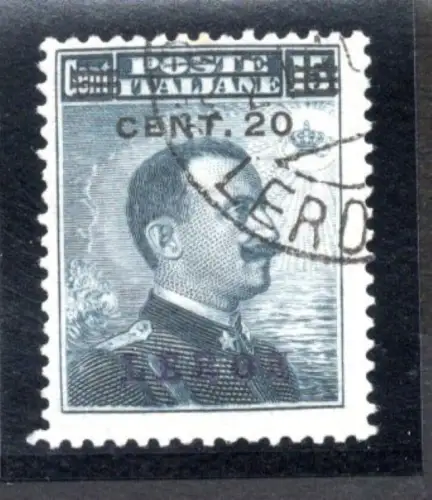 Ägäische Insel Lero - Aufdruck Cent. 20 von 15 Nr. 8 gebraucht
