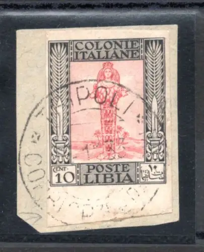 Libyen - Pittorica Cent. 10 Schwarz und Karmin Nr. 47ak ungezähnt